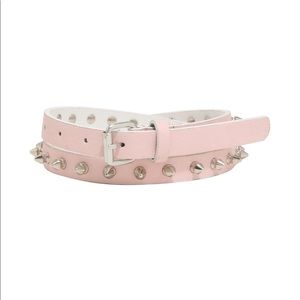 Pink Faux Leather Spike Belt